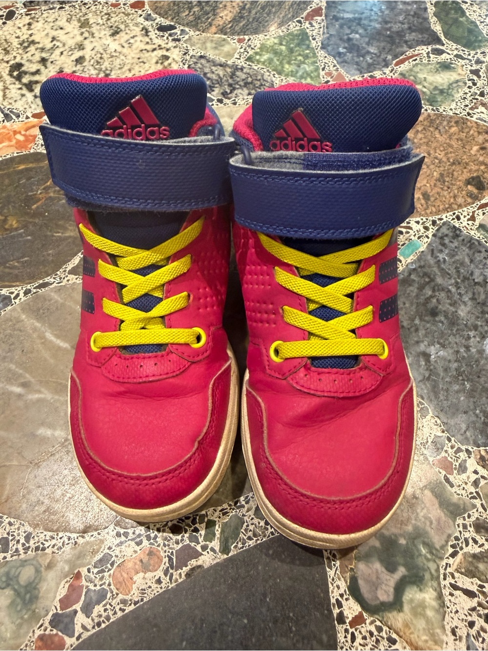 adidas Kids High-Top Sneakers in Pink, Navy and Yellow